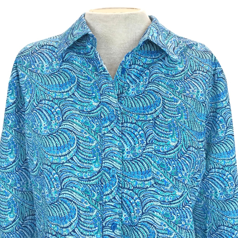 Liberty Art Fabrics Blue Peacock Oscar A Shirt XL